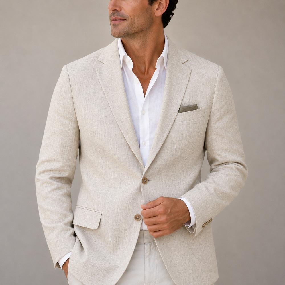 Alan Flusser Beige Linen Sport Coat